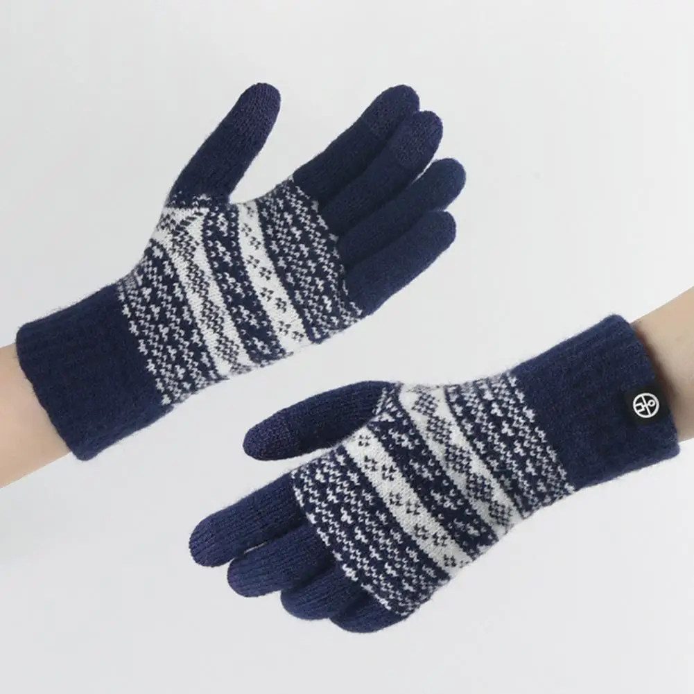 

Snowflake-inspired Winter Accessories Winter Snowflakes Geometric Pattern Hat Scarf Gloves Set Thermal Knit for Weather