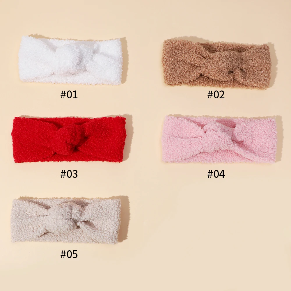 Sweet Elastic Headbands for Baby Girl Teddy Velvet Knot Hairbands Warm Decoration Headwear Hair Accessories for Newborn Infant