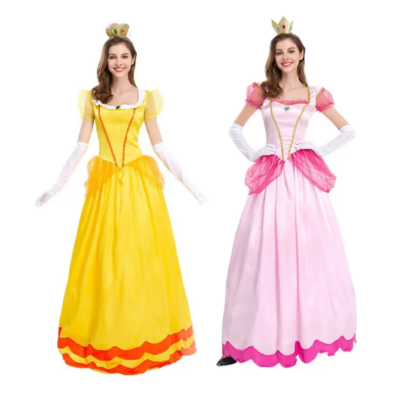 

Halloween Daisy Costume For Women Dress Fashion Aldult Princess Tunic+Crown+Gloves 3pc Set Clothes