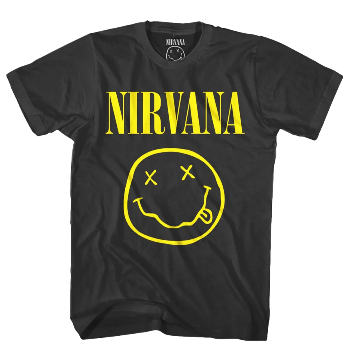 Nirvana Classic Smiley Face Logo Graphic T-Shirt – Grunge Rock Iconic Band Symbol Print Cotton Apparel for Nirvana Fans