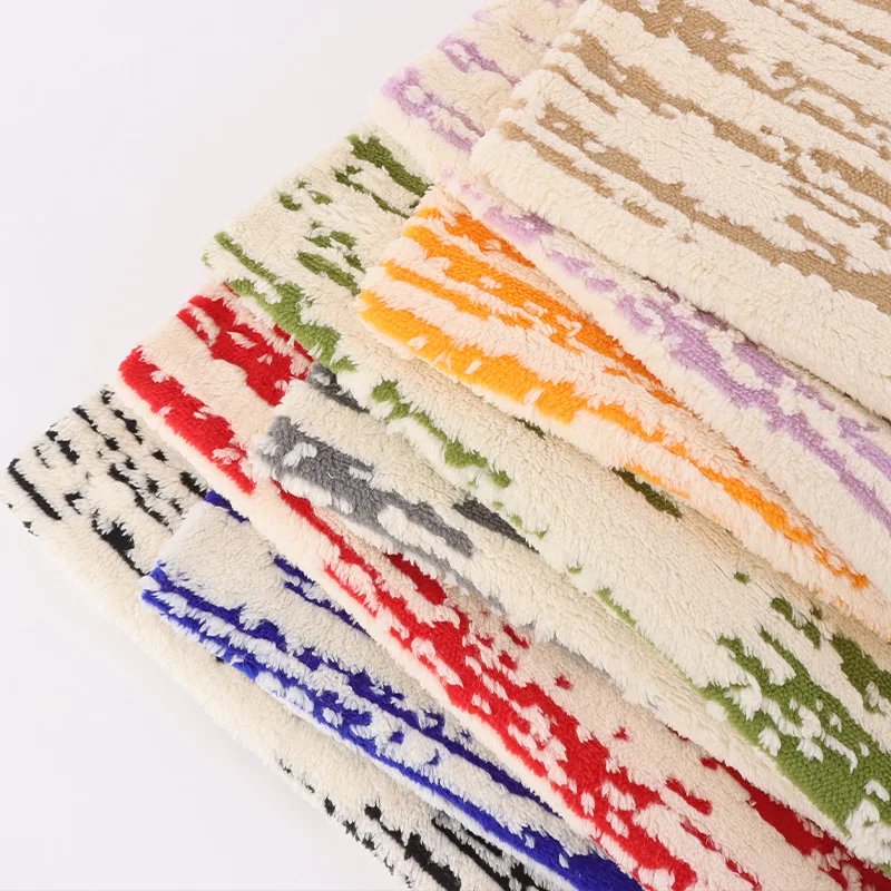 

Velvet Fleece Jacquard Stripe Plush Fabric Pajamas Cushion Pet Bed Home Textiles Hug Pillow Toy for Upholstery Sofa Chair Cover