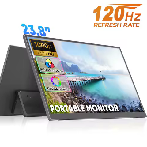 AHXJKA 23.8Inch Portable Gaming Monitor FHD 100%sRGB IPS Screen w/ Kickstand For Laptop PC Mac Phone PS5/4 Xbox Game Console