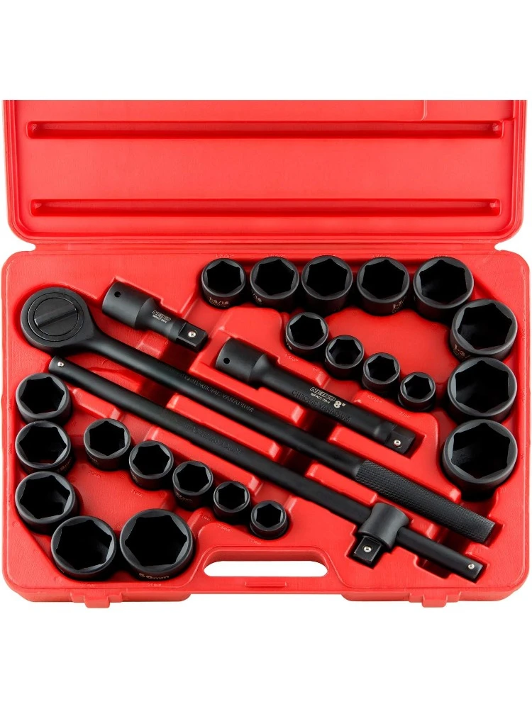 02499A 3/4-Inch-Drive Jumbo Master Impact Socket Set, SAE and Metric Shallow-Socket Tool Set, SAE 7/8