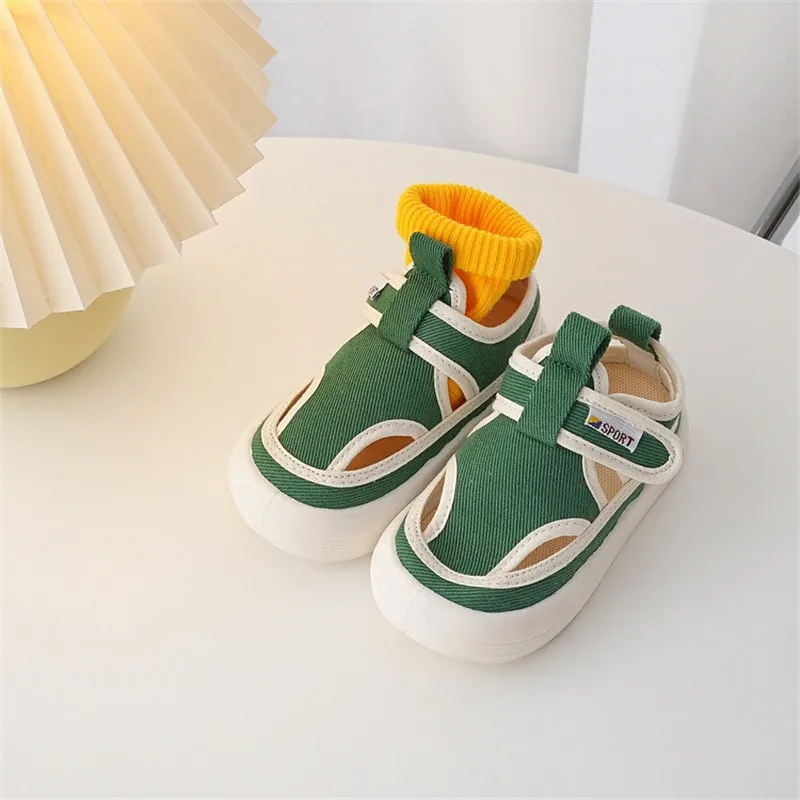 Children Hollow Canvas Shoes 2023 Spring New Baby Candy Color Shoes Boys and Girls Summer Breathable Small Cloth Sandals