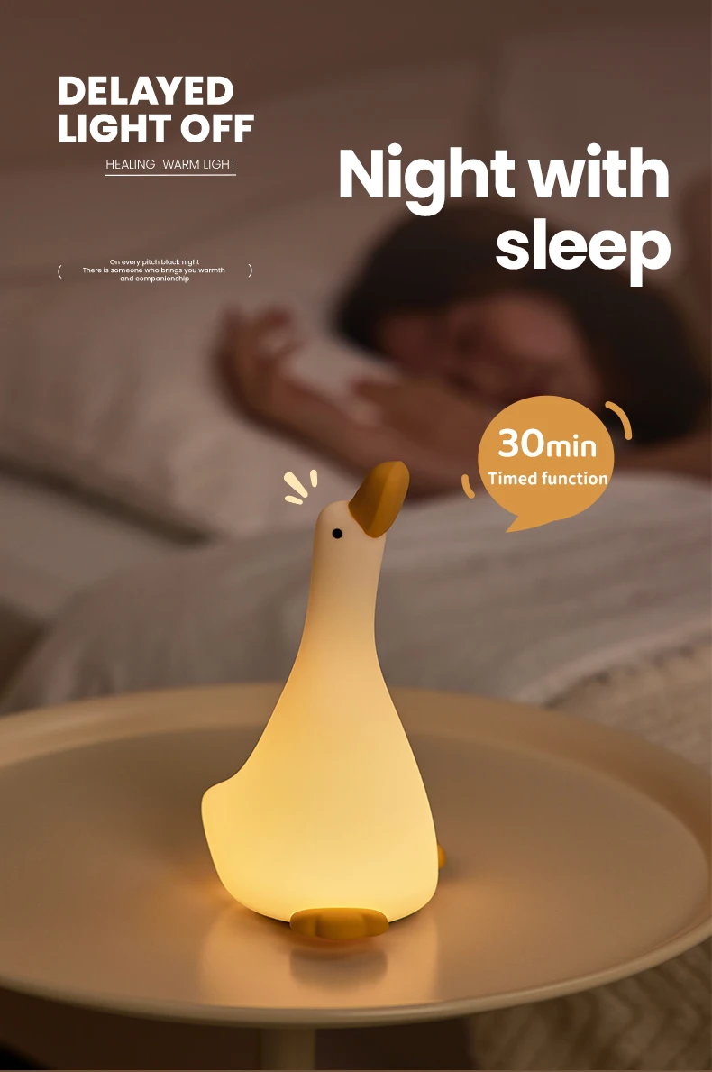 Rechargeable LED Night Light Duck Patting Silicone Lamp Cute Children Nightlights for Home Bedside Room Decor Birthday Gift