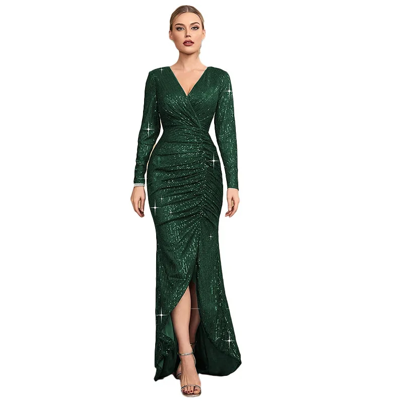 622-2 패션 딥 V 섹시 스팽글 바디콘 드레스 스팽글 이브닝 파티 드레스 이브닝 가운 여름 드레스 로브 베스티도 여성 파티 드레스