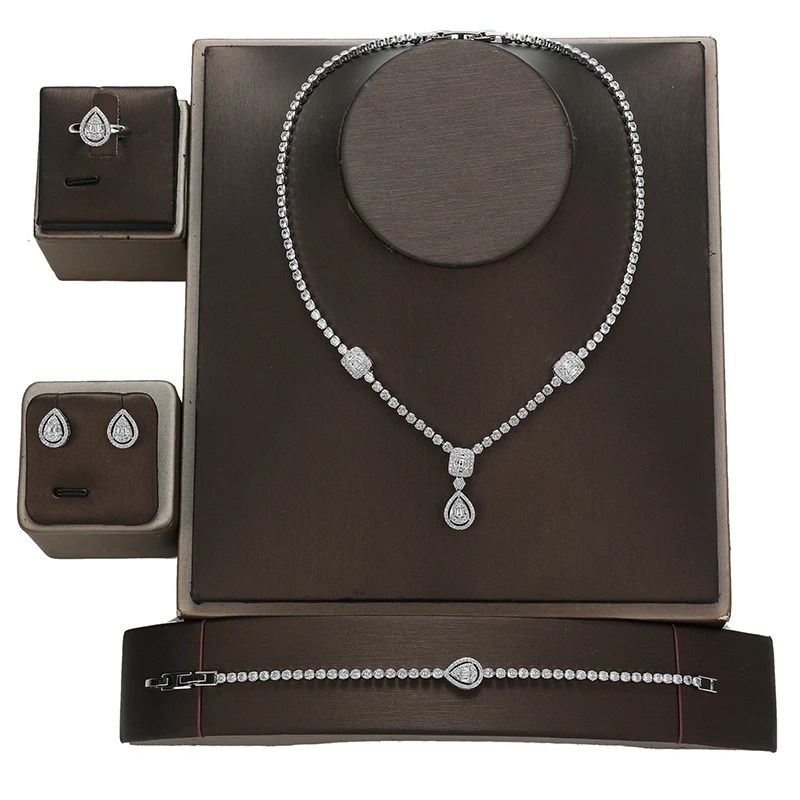 Jewelry Set HADIYANA Charm Fashion Wedding Jewelry Ring Earring Necklace And Bracelet BN9132 Fashion Party Gifts