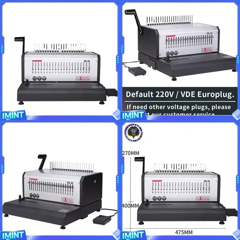 RAYSON EB-30 High Quality Electric Paper Comb Binder Customizable Paper Binding Machine