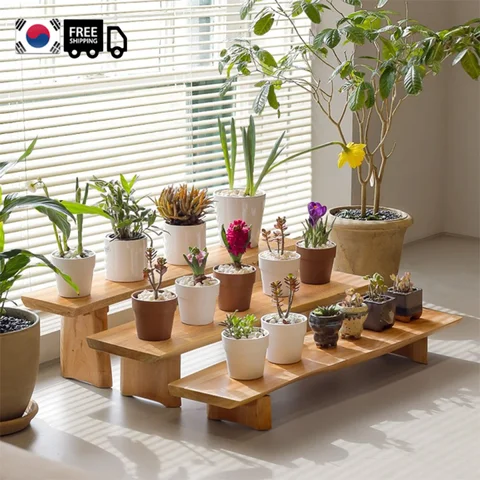 [국내배송] 마호가니 원목 선반 계단식 화분받침대