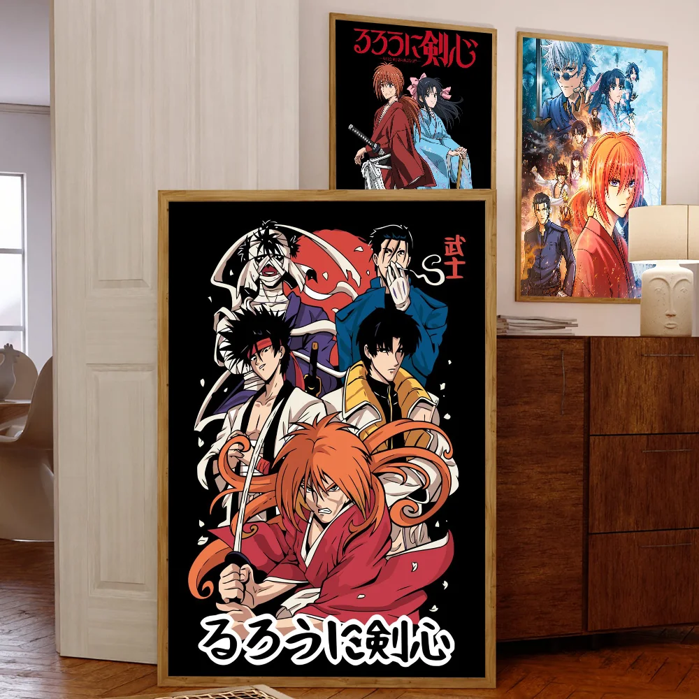 Anime R-Rurouni K-Kenshin Self-adhesive Art Poster Whitepaper Prints Posters Artwork Aesthetic Art Wall Painting