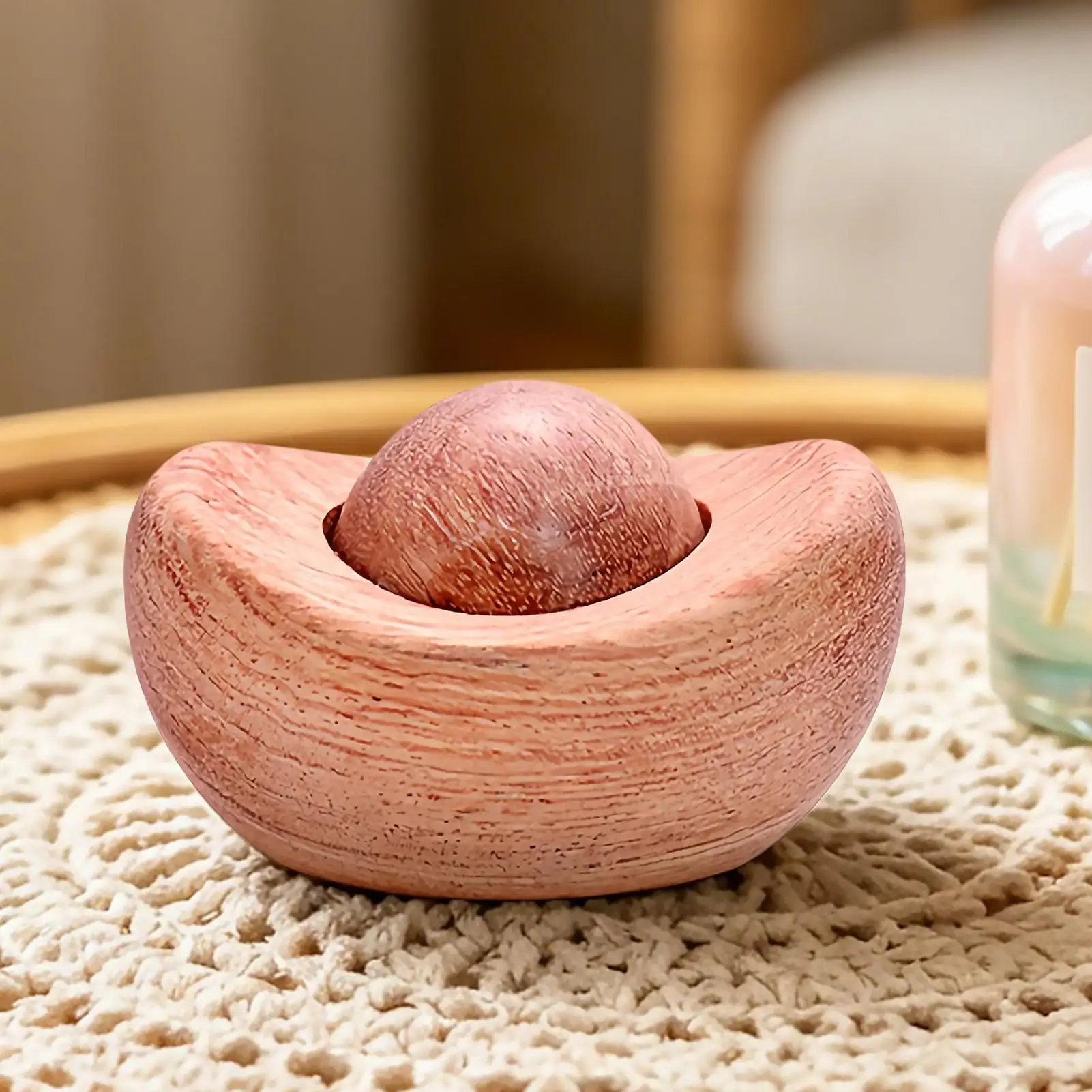 Car Air Freshener Diffuser Flameless Scent Dispenser Ancient Chinese Coin Design Wood Diffuser For Car For Truck Home Desk Decor