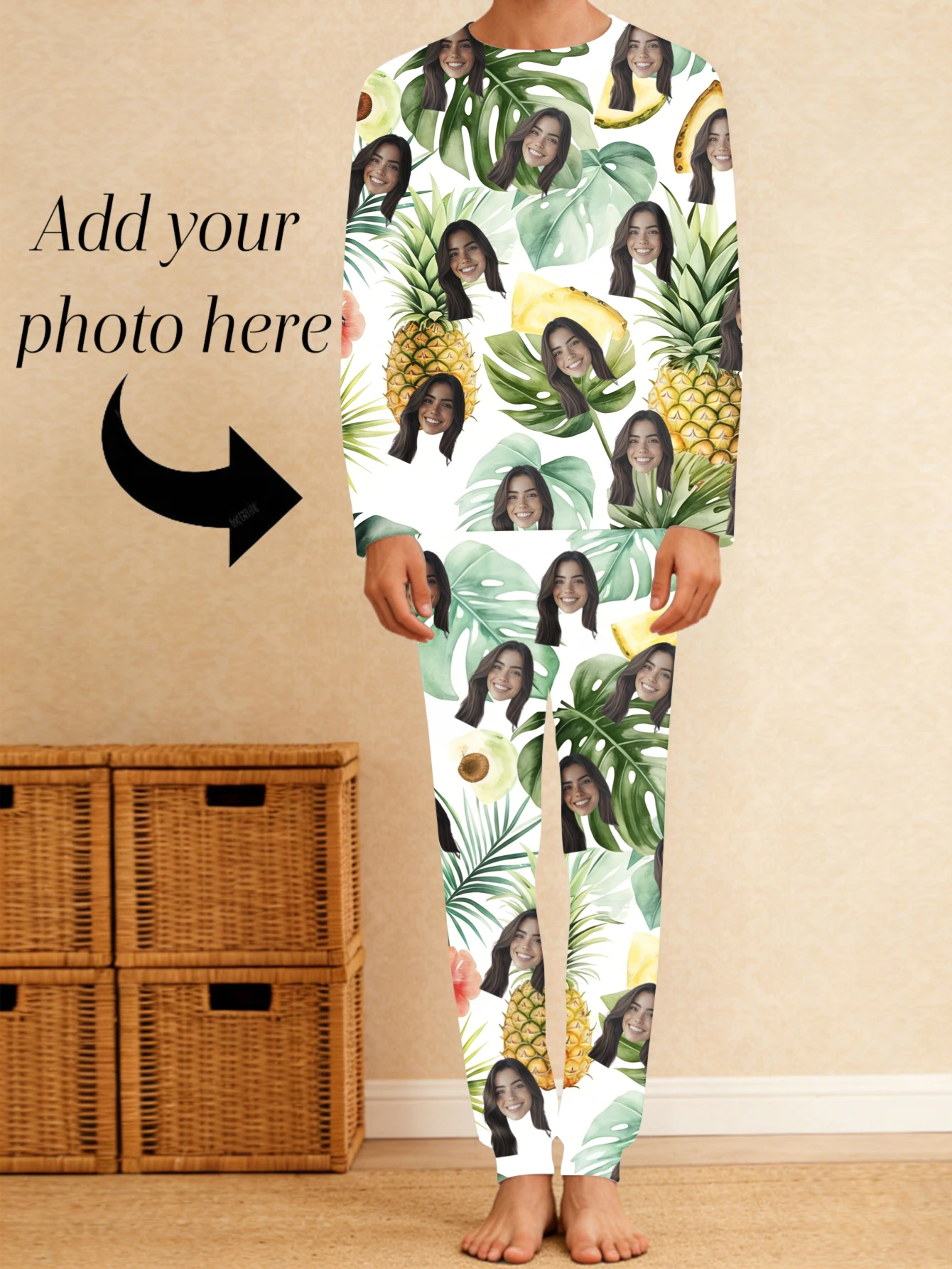 Customized pajama set, personalized photo pajamas, paired with the same pajama pants bottoms, fun gifts