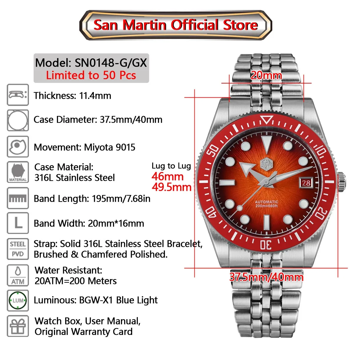 San martin 37.5-40mm edição limitada vermelho jianzhan esmalte