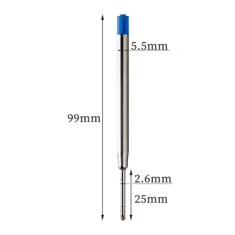 5Pcs/lot Black/Blue Ink Metal Cartridge Ball Point Pen Refills For Self-Defense Tactical Pen Accessories