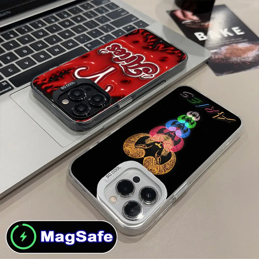 

Чехол для мобильного телефона со знаком зодиака Овен для iPhone 16, 15, 14, 13, 12, 11 Pro Max Plus, полупрозрачный цветной чехол MagSafe, роскошный красивый чехол
