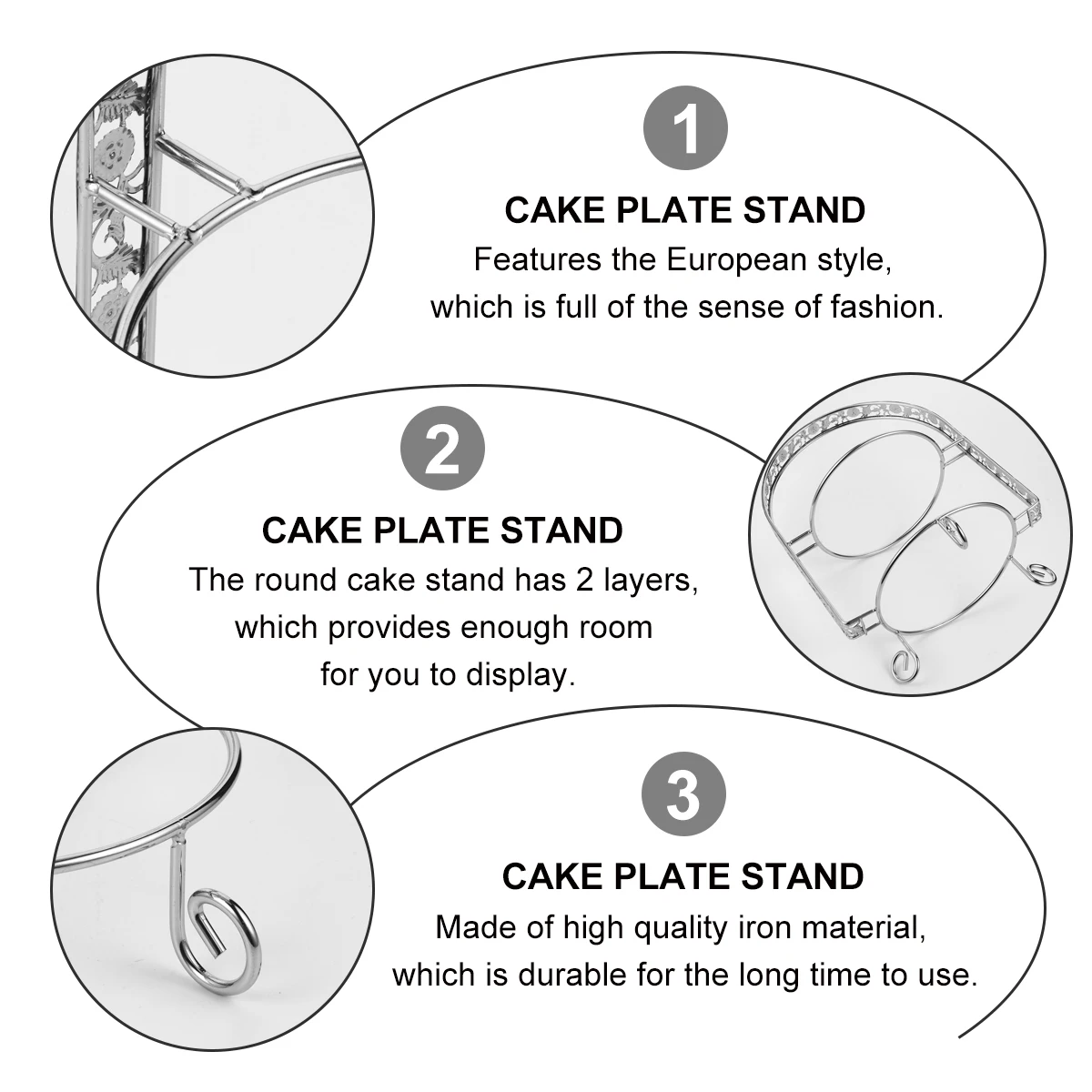 

1pc Round Cake 2 Layers Iron Material Compact Size European Style Dessert Display Tool Metal 2-Layer Cake Stand Wire Rack