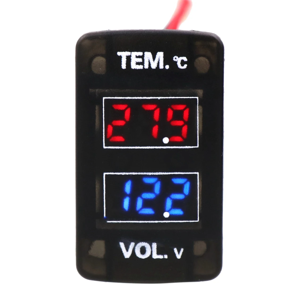 Car Digital Voltmeter Temperature Gauge 2 in 1 Voltage Temp LED Display Meter for Honda 42X25mm