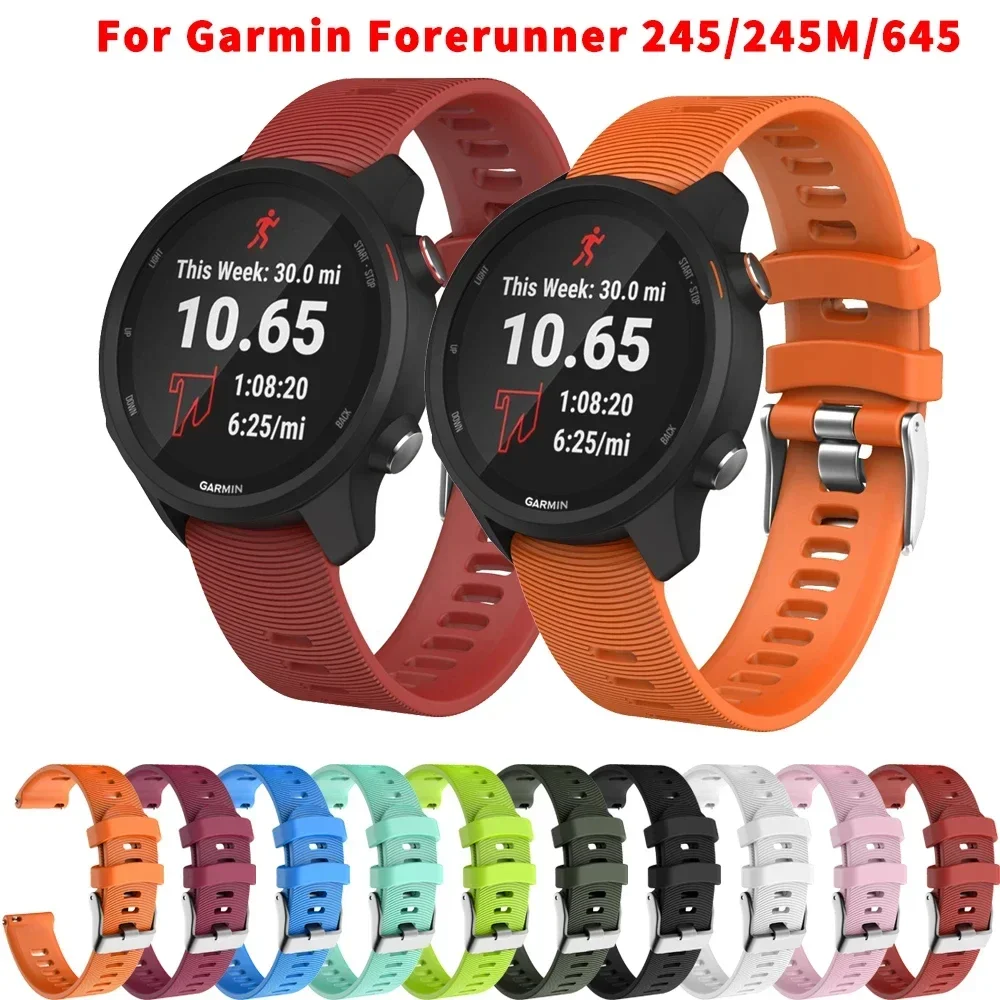 20mm Silicone Watch Strap Watchband for Garmin Vivoactive 3 HR Forerunner 245 645 Smart Wristband Bracelet Band Huawei Watch 2