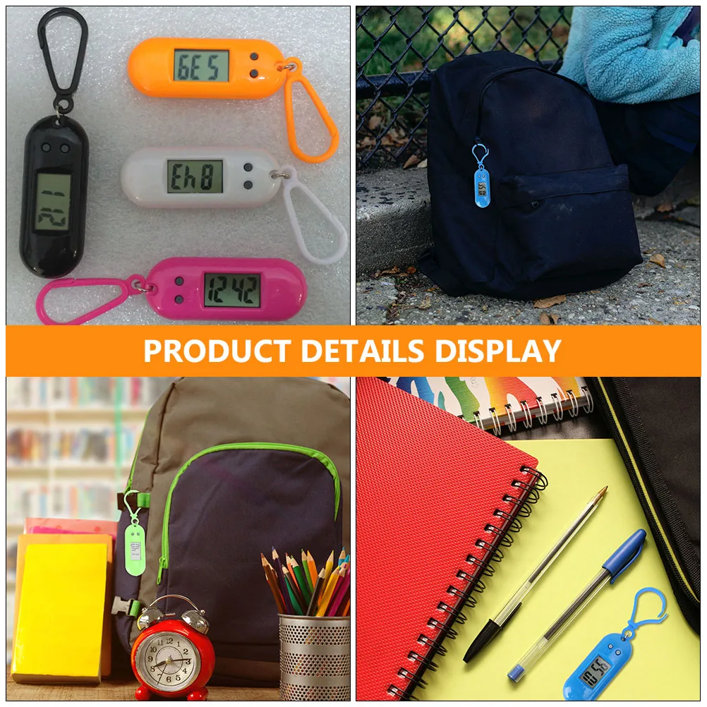 6pcs Electronic Watch Key Chain Durable Lightweight Mini Pocket Clip-on for Students Kids Commuters School Exam Sport Smart