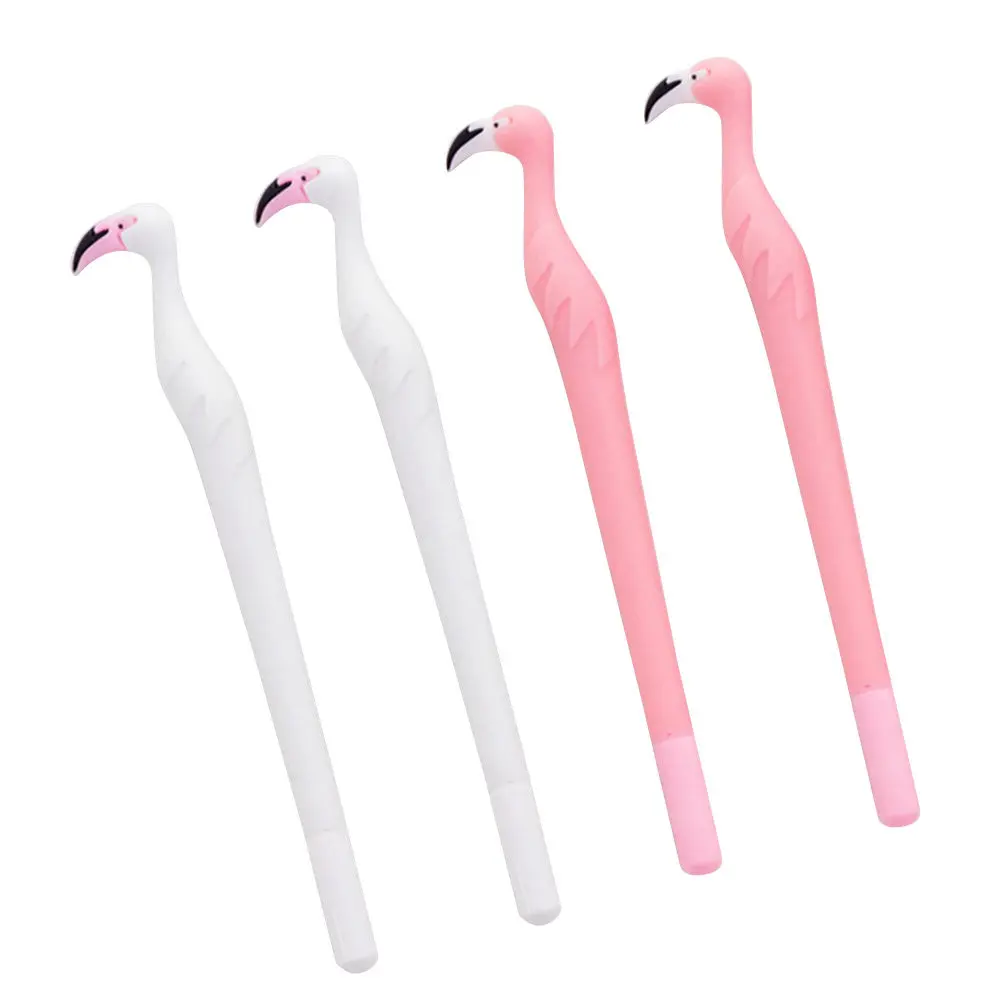

4Pcs Gel Pen Creative Flamingo Cartoon Design Suitable for Students Children Writing Drawing Black Ink 0.5mm Novety Stationery