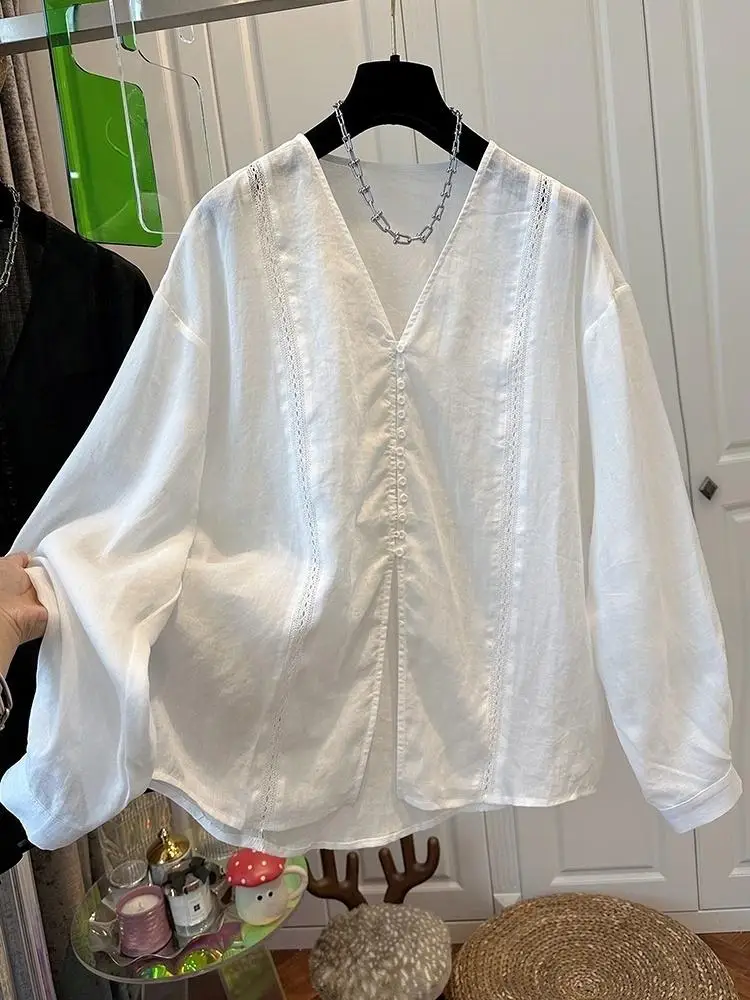 

Fashion White Shirts Women Long Sleeve Oversize Blouse 2025 New Spring Summer Basic Tops Chic Shirt for Women
