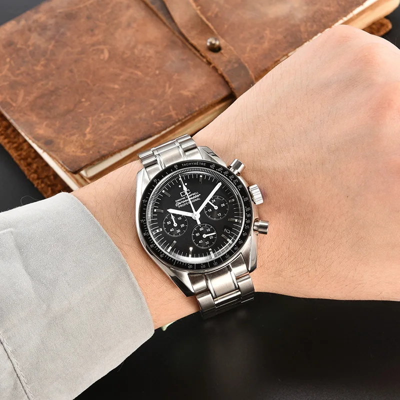 DC-Montre de sport à quartz pour homme, chronographe de mouvement VK63, 40mm, modifié par Speed Master, logo personnalisé, haut étanche, marque