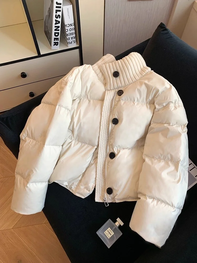 

Thiened Knitted Stand Collar ort Cotton Jaet Women's Winter New Sle High Level Versatile Warm Cotton Coat Outerwear