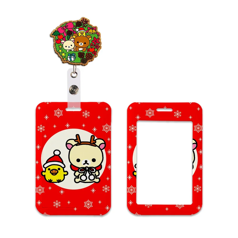 Christmas Rilak Lanyard Keychain ID Credit Card Cover The Cartoon Bear Bus Card Holder Charm Badge Holder Personalized Gift