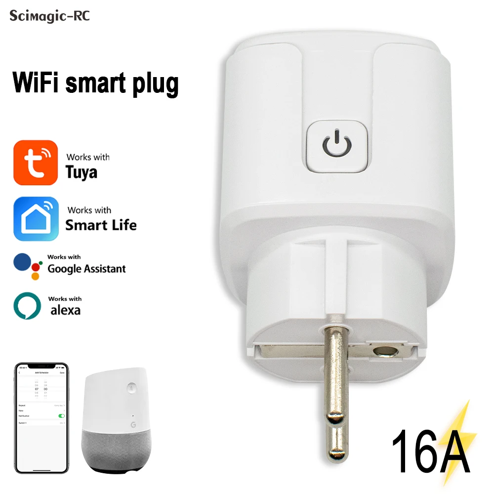 Tuya Smart Plug WiFi Socket 16A with Power Monitoring Timing Smart Life APP Control Works with Alexa Google Home Smartlife APP
