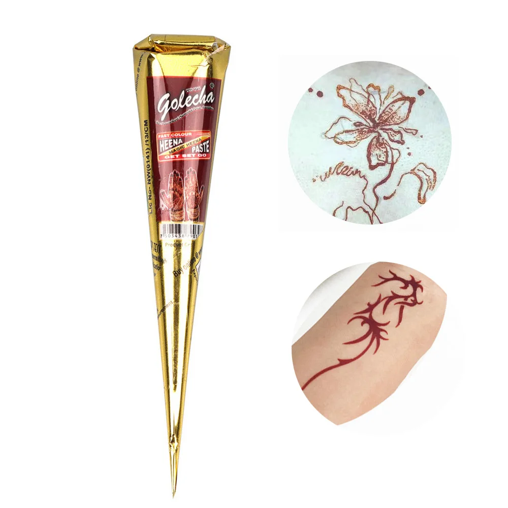 25 جرام معجون وشم حناء GOLECHA باللون الأحمر الداكن المخاريط قران هندي لفن الجسم الوشم المؤقت #1