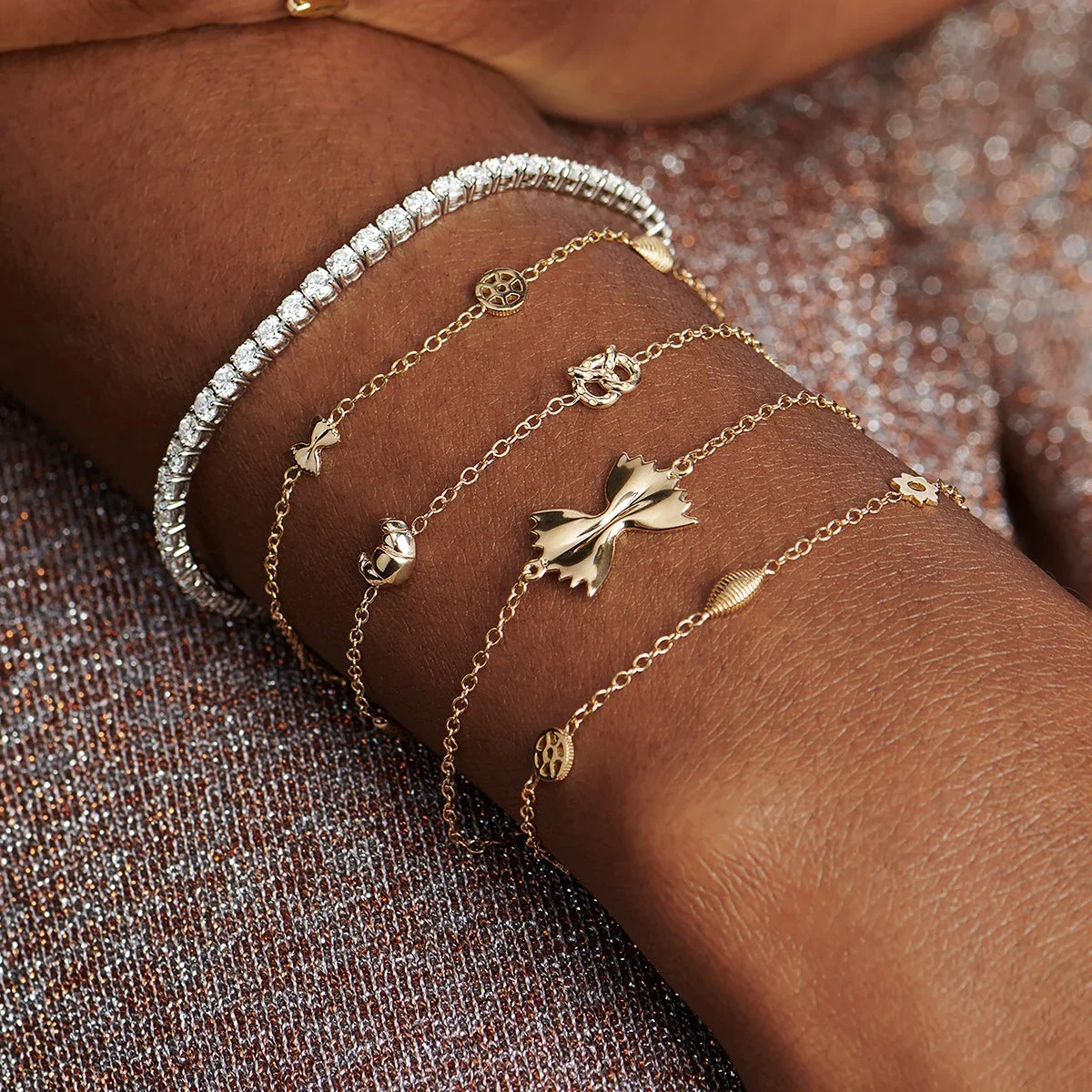 Delicate Gold Color Bowknot Stainless Steel Bracelets for Women Fashion Gold Plated Bow Chain Stackable Jewelry Trendy Gifts