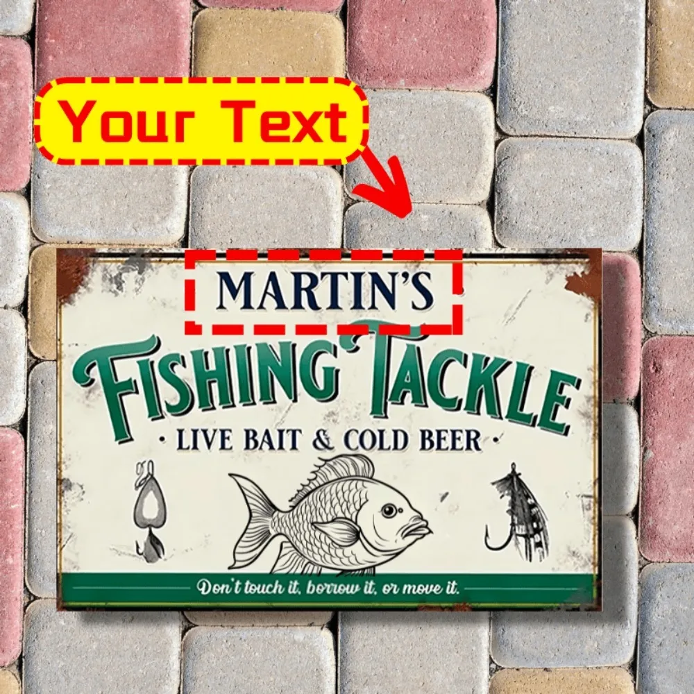 Custom Text Fishing Metal Sign 8x12
