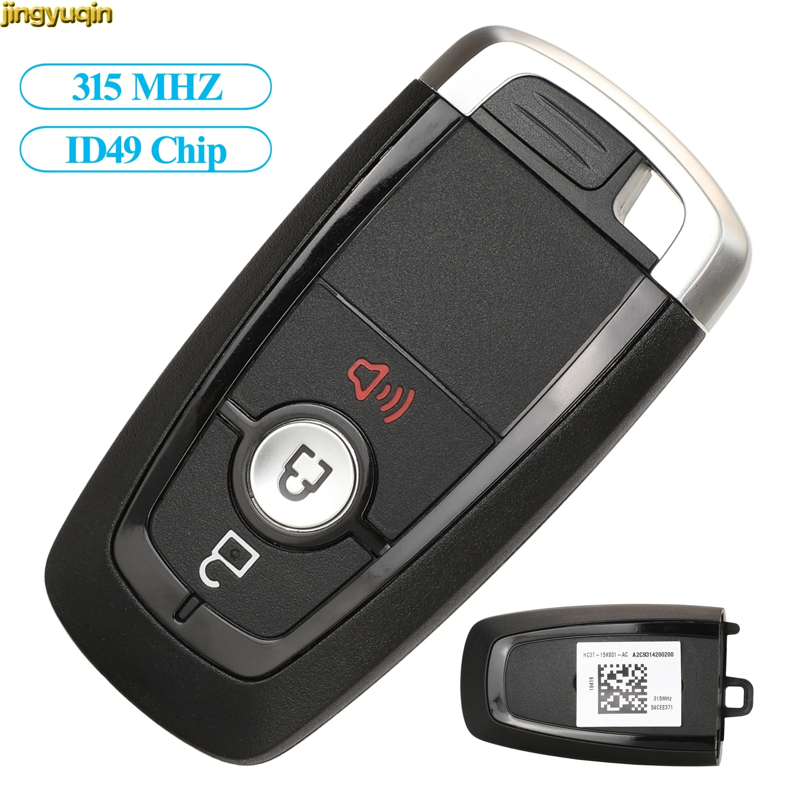 Jingyuqin Remote Car Key Fob Control 315MHZ ID49 Chip ASK For Ford Bronco EcoSport Edge F-150 Ranger 2017-2020 Original Factory