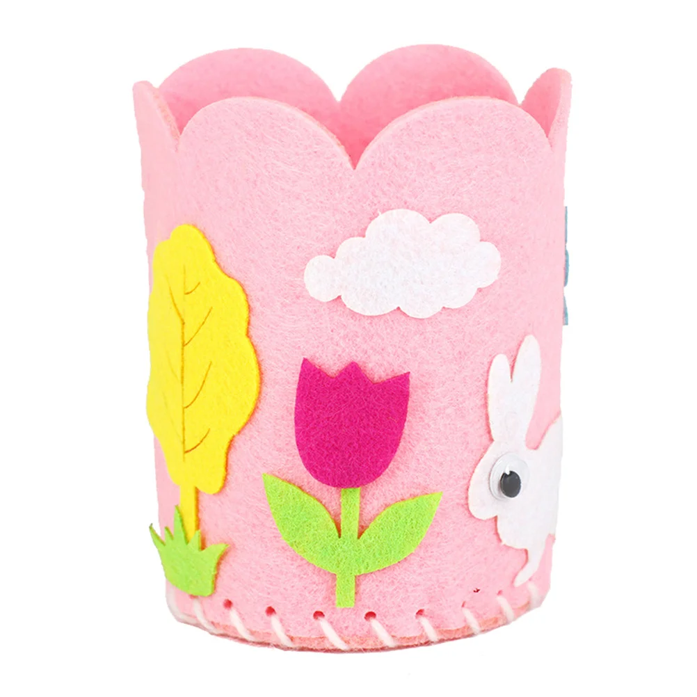 

4Pcs DIY Felt Cartoon Pen Holders Eco-Friendly Sewing Craft Kit for Kids Handmade Pencil Organizers Educational Pencil