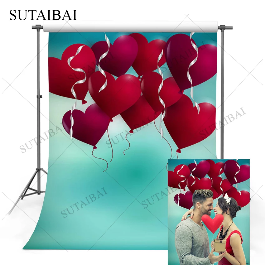 

Wedding Red Love Balloons Photocall Backdrops Marriage Birthday Valentine‘s Day Castle Background Blue Photography Photo Studio