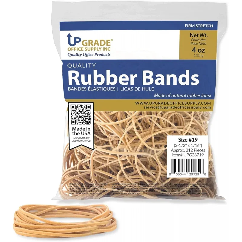 Upg23719cs rubber bands, size #19 (3-1/2x1/16), 4 oz. bags-10 lb. (40 bags total), natural crepe, made in USA