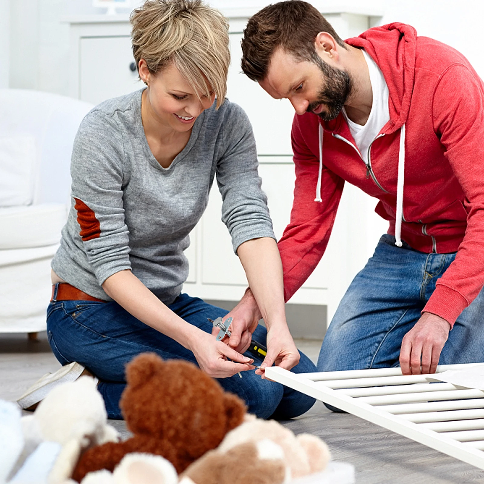 

4pcs Spring Loaded Latches Plunger Latch Durable Bed Fastening Fit For Crib Small Bed Cabinet niture Metal Locking Pin Rabbit