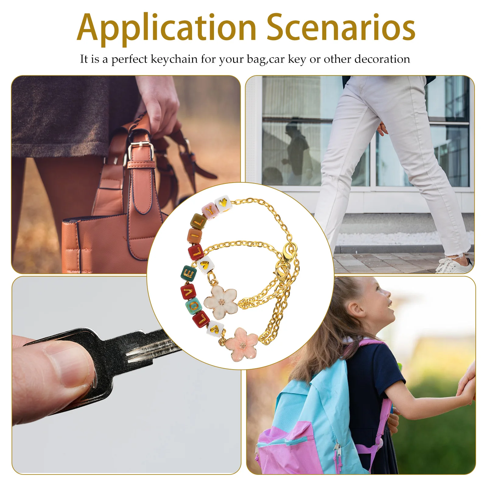 

2 Pcs Tumbler Alphabetical Beaded Chain Cup Letter Pendant Charms Alloy Decorative Delicate Small Convenient Decors Lovers