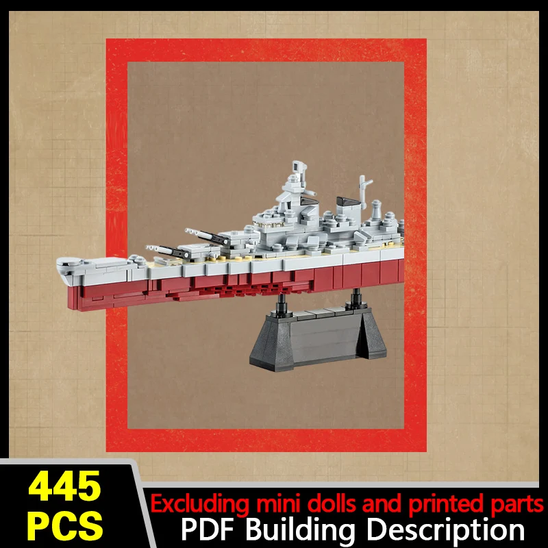 Military Battleship Model MOC Building Bricks War Equipment Modular Technology Gifts Holiday Assemble Children Toys Suit