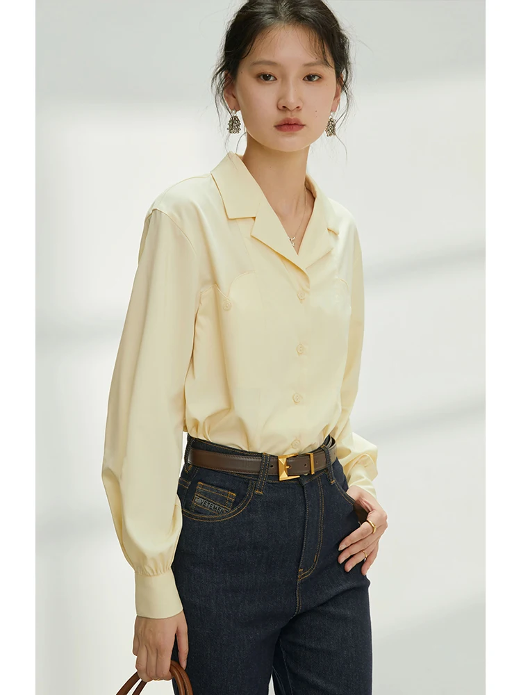 ZIQIAO Design Sense Women White Shirts 2022 Autumn Office Lady Professional Temperament Full Sleeve French Commuter Female Tops