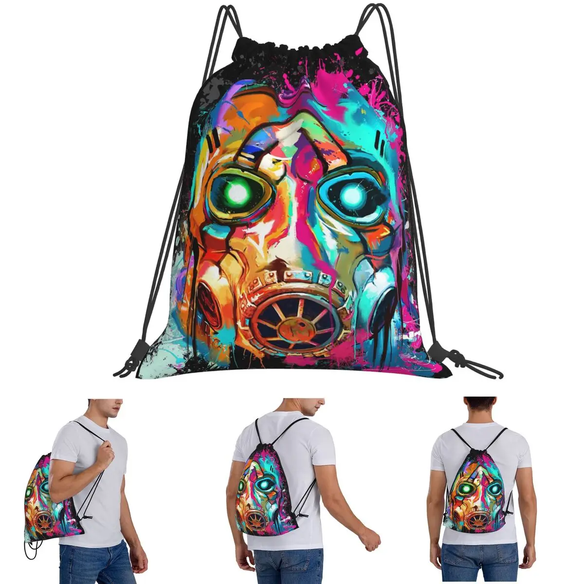 B-Borderlands Shooting Game Gaming Backpacks Portable Drawstring Bundle Pocket Sundries Bag Book Bags for Man Woman School