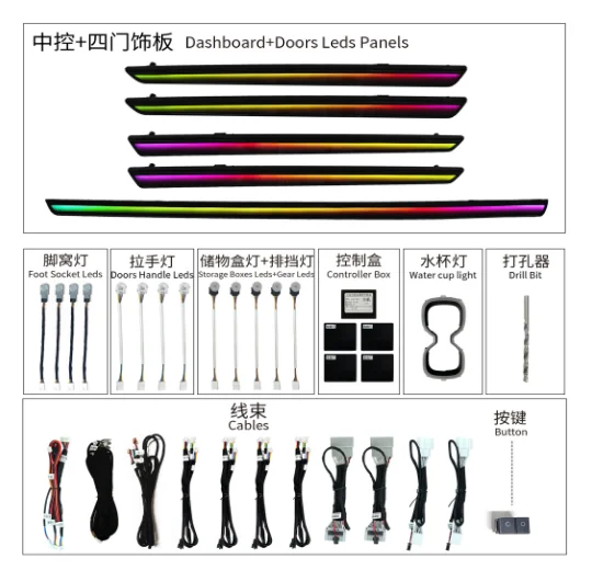 

2023-2024 для моделей CR-V, высококачественный комплект динамического и окружающего освещения с управлением через приложение, автоматическое внутреннее освещение