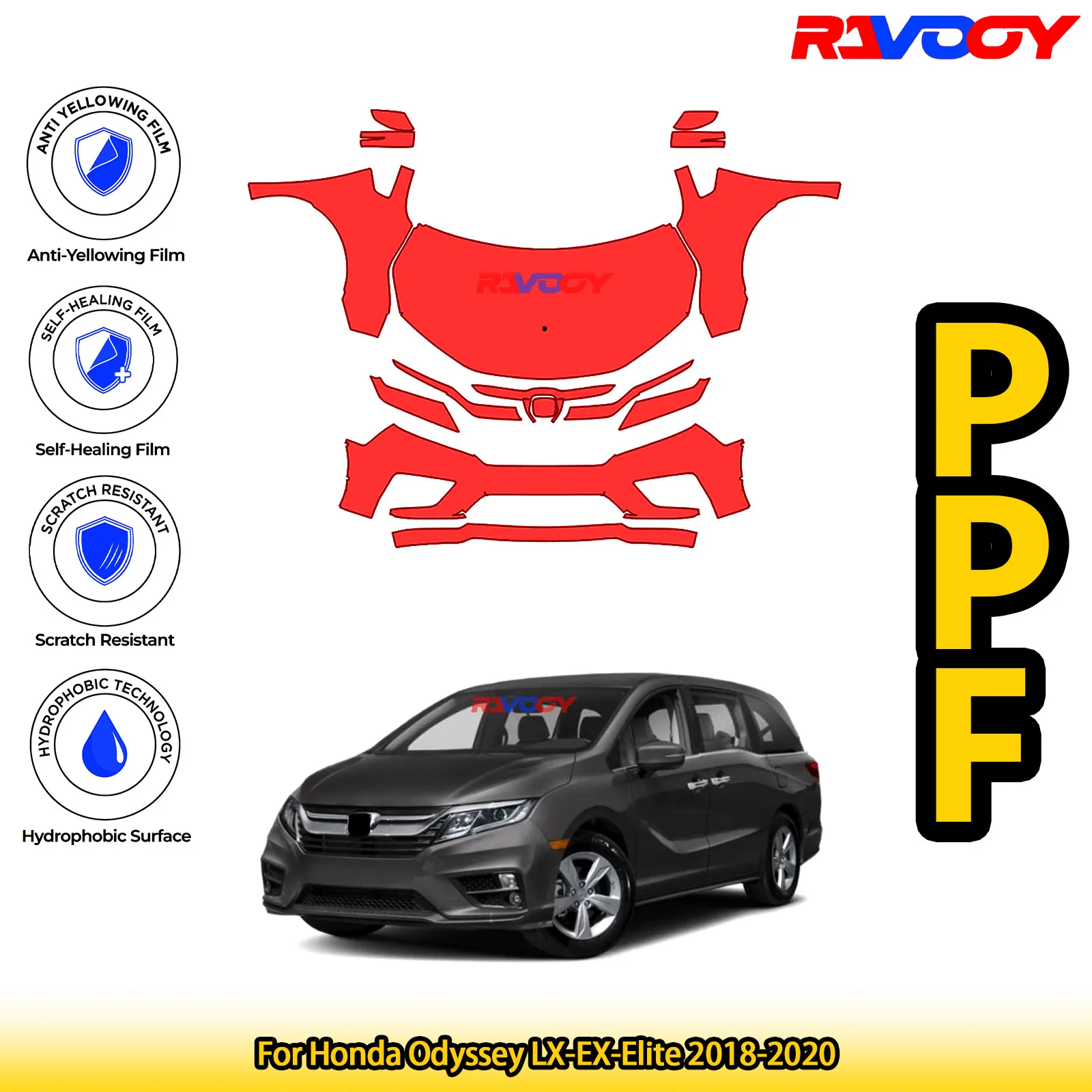 

Для Honda Odyssey LX-EX-Elite 2018-2020 глянцевая матовая черная предварительно вырезанная передняя PPF комплект защитная пленка для краски