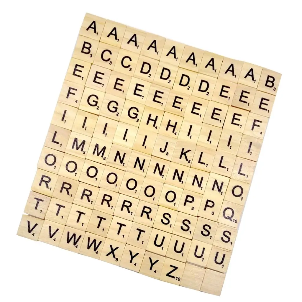 Wooden Puzzle Tiles Board Educational Letter Set for Creative DIY Projects and Spelling Games