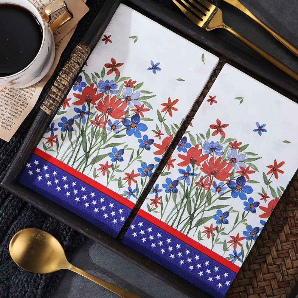 20pcs Independence Day Paper Napkins Printing Party Table Setting Paper Cafe Mouth Cloth for Anniversary American