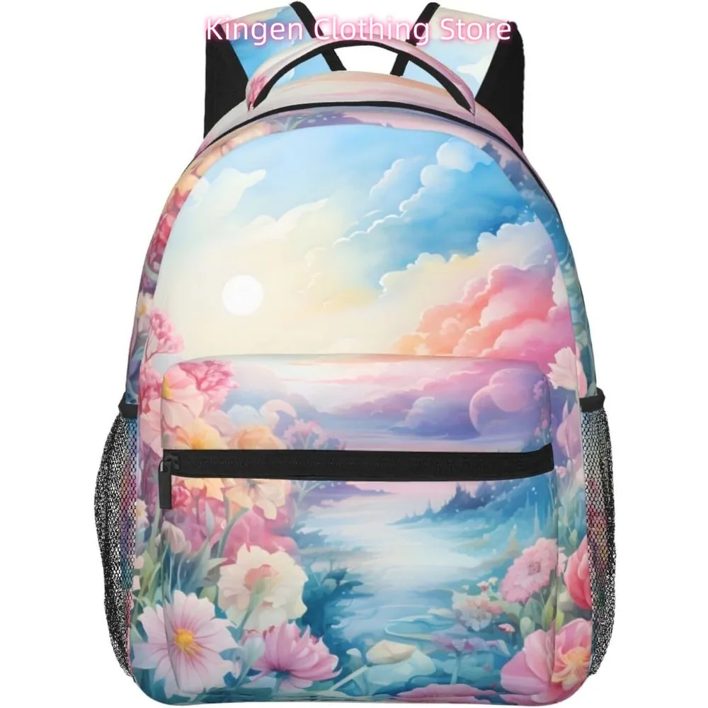 

Summer Flower Prints Lightweight Laptop Backpack Lightweight Multipurpose Travel Casual Daypack Unisex College Backapcks for Men
