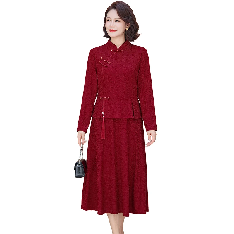 Tenue de mère élégante, nouveau Style, robe de mariée en soie acide, robe pour femmes pour occasions spéciales, Patchwork, robe d'automne