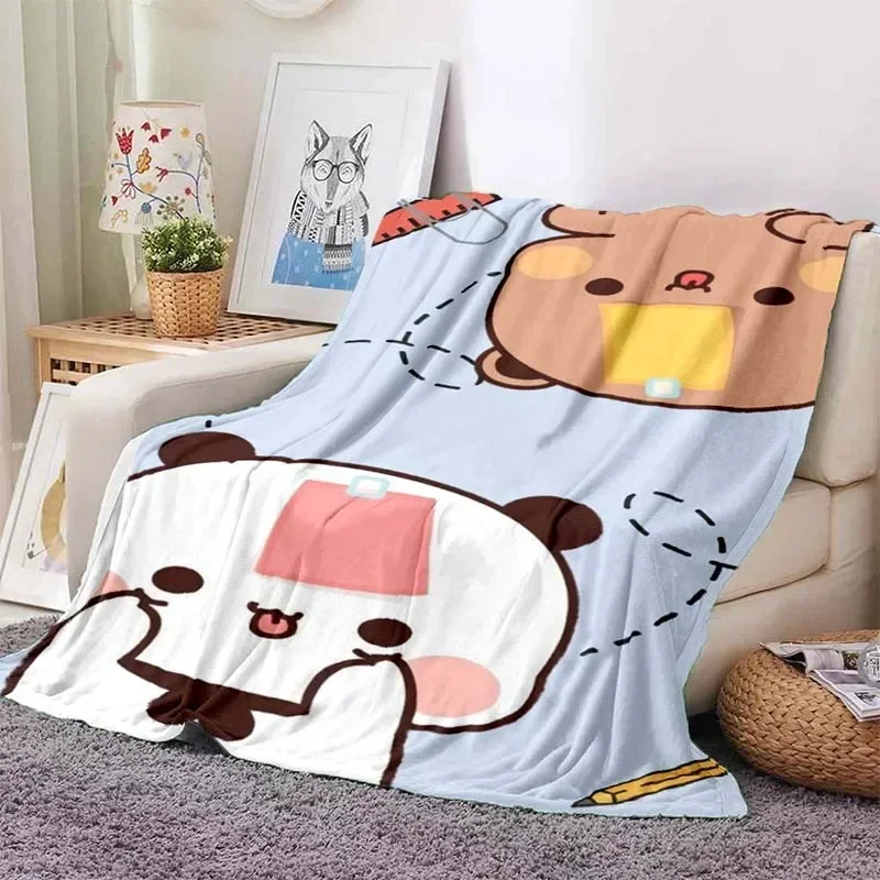 Cute Bubu and Dudu Series Blanket Cartoon Print Kids Warm Flannel Soft Comfortable Home Travel Blanket Bed Blanket Birthday Gift