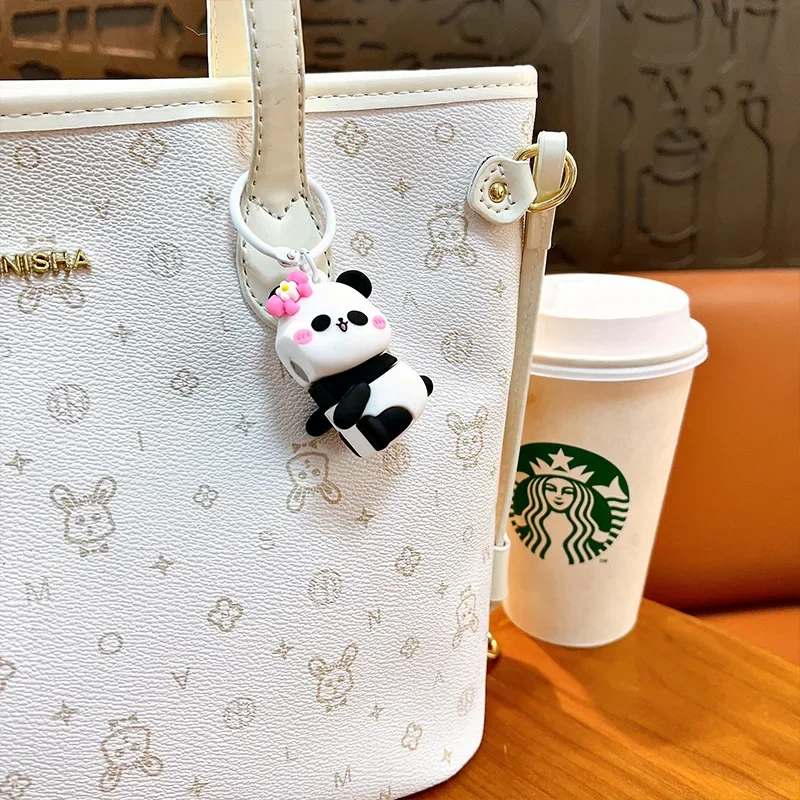 Cute Panda Magnet Couple Keychains Cartoon Love Charm Bag Accessories Small Gift