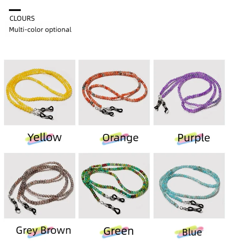 Verstellbarer Maskenhalter, Lesebrillenleine, Vintage-Brautaccessoire, Geschenk für Sie (Perlen-/Kristallperlen, Option aus Gold und Silber). – Detail 7